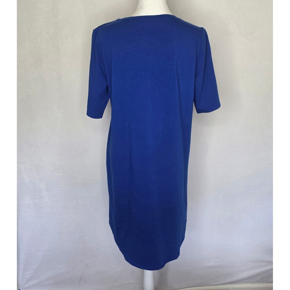 EILEEN FISHER stretch jersey shift t-shirt dress Blue Golf Preppy casual sporty - Picture 3 of 8